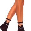 Underklader Leg Avenue | Sort Cat Opaque Anklet Socks