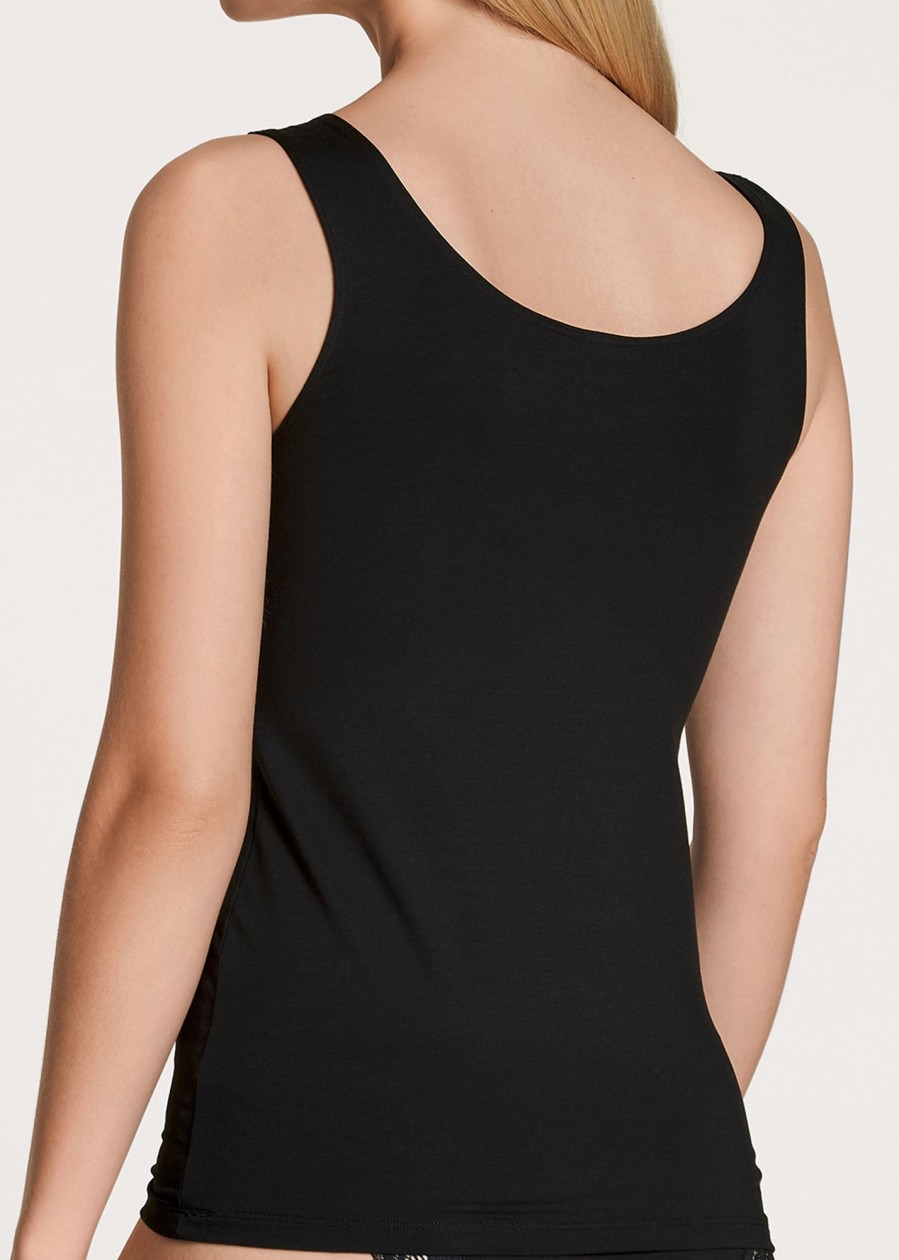 Toj Calida | Calida Natural Comfort Lace Black Tank Top Xxs-L