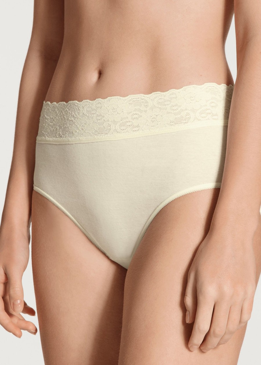 Underklader Calida | Calida Lycraspitze Midi-Brief Trusse Xs-L Champagne