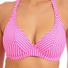 Badetoj Freya | Freya Swim Jewel Cove Stripe Raspberry Bikinioverdel Halterneck C-K-Kupa