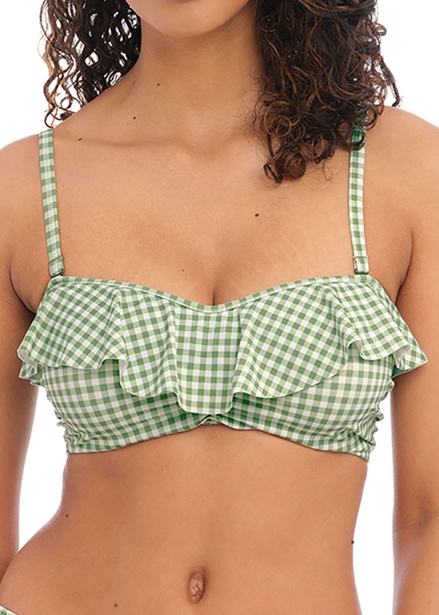 Badetoj Freya | Freya Swim Check In Khaki Bandeau Bikinioverdel D-I Kupa Monstrad