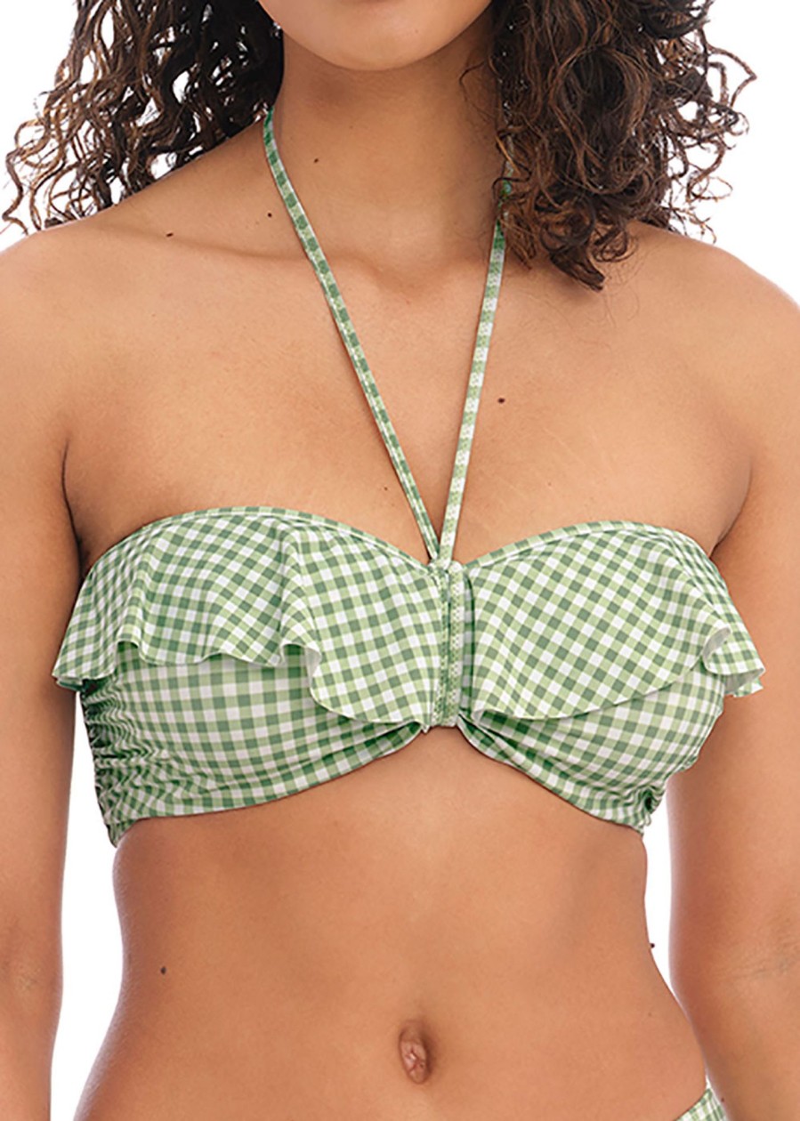 Badetoj Freya | Freya Swim Check In Khaki Bandeau Bikinioverdel D-I Kupa Monstrad