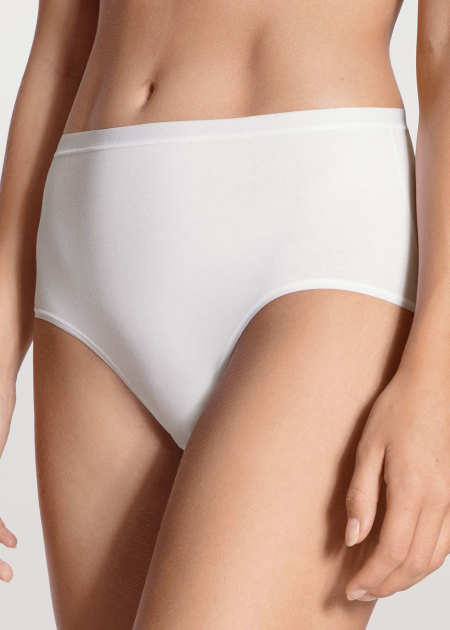 Underklader Calida | Calida Natural Comfort White Brieftrosa Med Hog Midja Xs-L