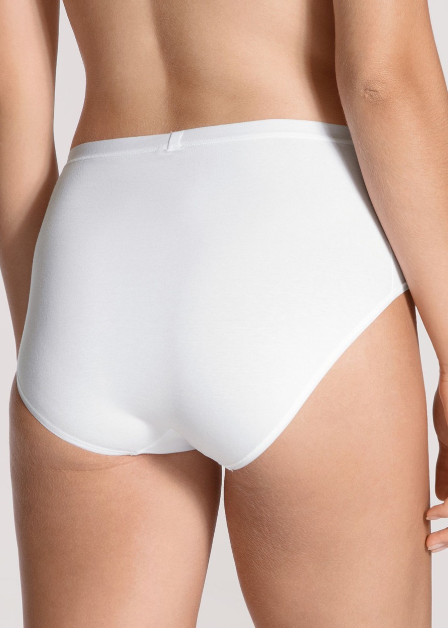 Underklader Calida | Calida Natural Comfort White Brieftrosa Med Hog Midja Xs-L